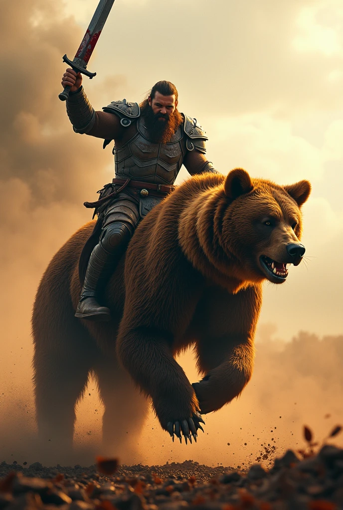 a powerful warrior, detailed portrait, 1 man, muscular male, dynamic pose, dramatic lighting, cinematic composition, dramatic atmosphere, fantasy art, epic fantasy, medieval knight, highly detailed armor, intricate metal textures, rusted steel, battle-worn, weathered, cold blue tones, dramatic chiaroscuro lighting, moody, intense, (best quality,4k,8k,highres,masterpiece:1.2),ultra-detailed,(realistic,photorealistic,photo-realistic:1.37),dramatic HDR, cinematic composition, cinematic lighting