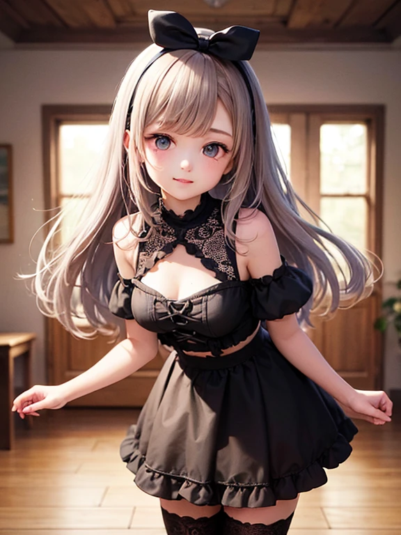 A mischievous and playful little girl ,loli,chibi,Lolita big breasted,Lolita huge breasts