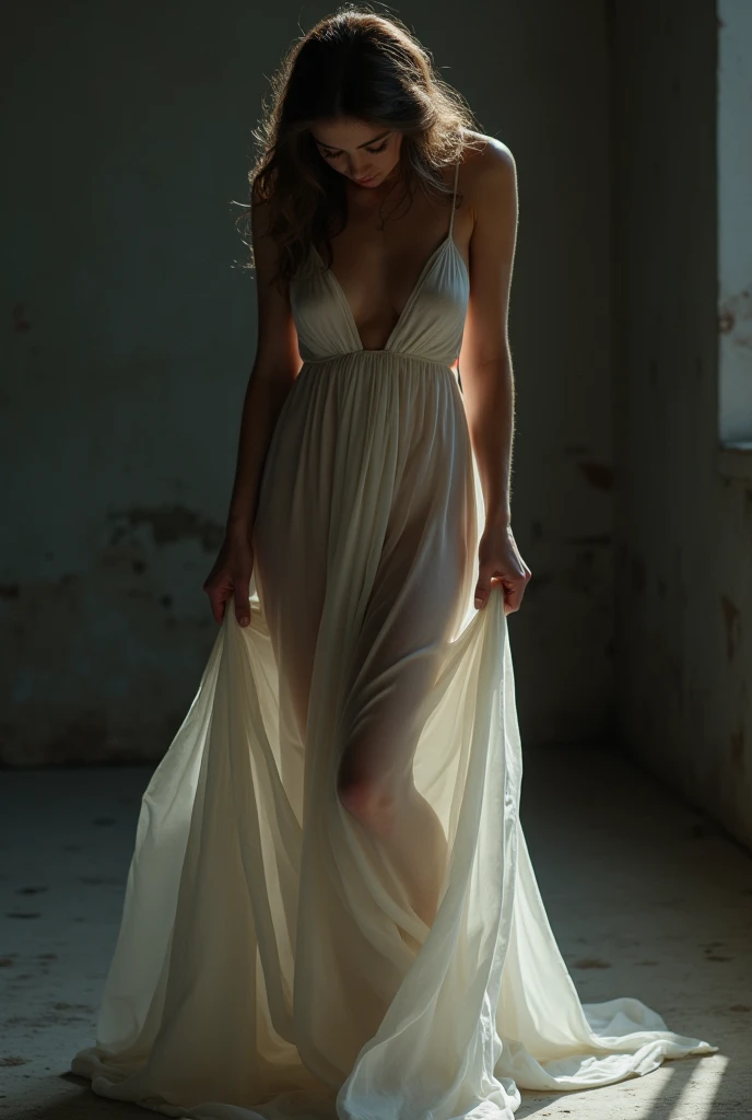 A beautiful woman image like a cross sign