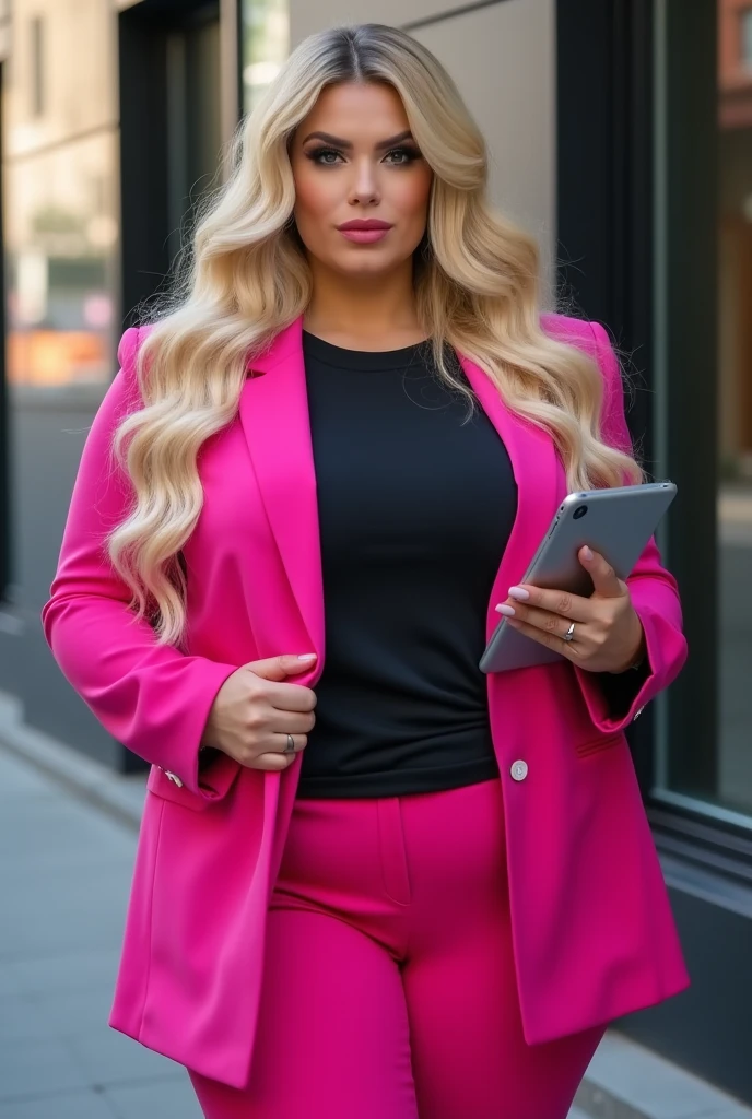 <lora:B4rb1eN1c0l3_v1:1>,  high quality, high resolution, realistic,  asian woman looking at viewer, winter wall street business coat outfit collar formal, big breasts, pink  hair, mascara, B4rb1eN1c0l3