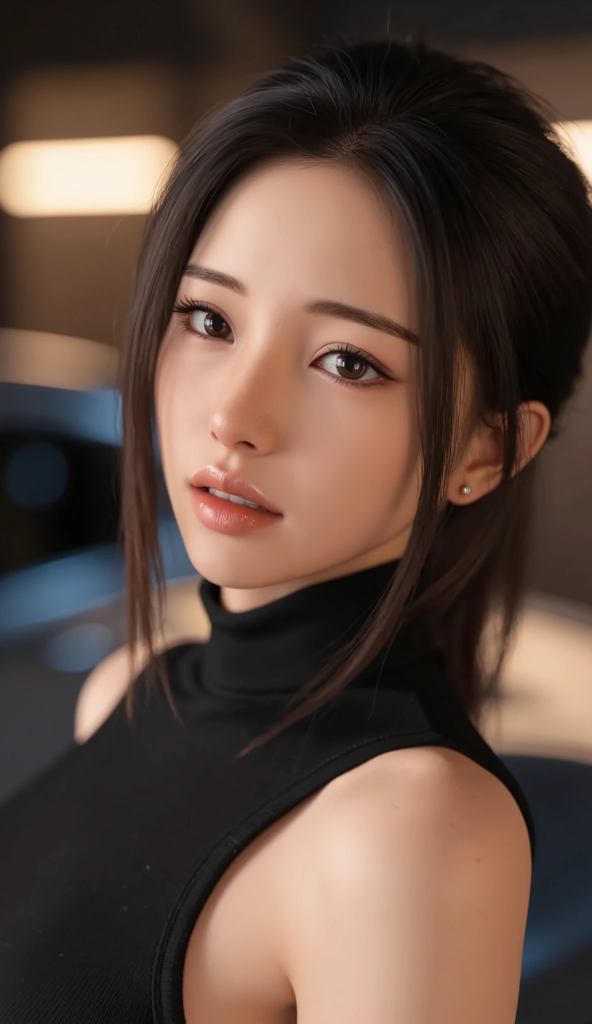  photos,sharpness, unique 850 4 , Kota 850k portrait camera, F1.8 Key.135mm lens、 super realistic texture 、 Spectacular Light Texture 、風になびく長いbrown hair、brown hair、 torn cyber long boots 、torn cyber gloves:1.1)、((Top quality work on a horizontal bar、Actual work、Ultra Premium Graphics、8K HD CG Works、High Quality Graphics、High resolution CG work、10x pixels、Extremely Detailed:1.1、Advanced Technical Details:1. 1 photorealistic 、Indoor lighting effects:1.5、natural light:1.5。Light effects(Virtual Light Effects :1.8)、長い Silver Hair、 Silver Hair、Transparent Hair、detailed hair( premium hair details :1.1)Clear Eyes、beautiful double eyelids、Sharp Eye Makeup、 delicate eyelash makeup 、thin eyebrows、highly detailed eyes、high nose、Nice red lips、 rosy cheeks 、Subtle makeup face、かわいい顔、 perfectly balanced face 、( advanced facial details:1.1)、((Girl standing in front of a luxury car)]、Top quality work、Actual work、Ultra Premium Graphics、8K HD CG Works、High Quality Graphics,High-definition CG works,10x pixels, Ultra Fine Details :1.1,Advanced Technology