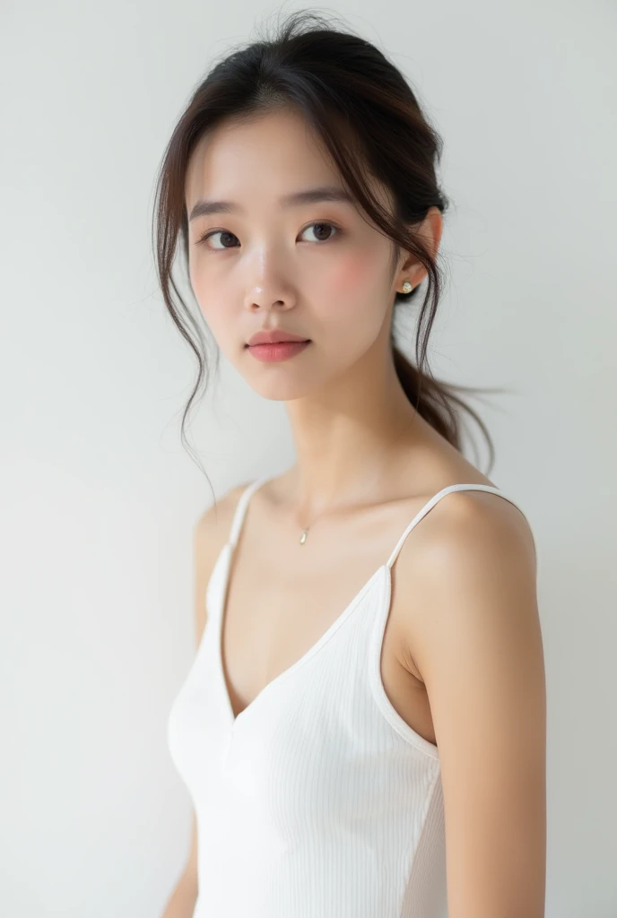 staff female、girl giving massage to customer, work clothes,((full body)),((photo)),((best qualtiy, 8K, tmasterpiece:1.3)), Focus:1.2, perfect figure beautiful girl:1.4,1girl,cowboy shot,look at viewer,incredibly absurd, beautiful and cute girl with a photorealistic face, showcasing top-quality craftsmanship, Japanese woman working at a massage parlor, 20 years old, straight black hair down to the jaw line, silky and straight hair, fair and clear skin, small face, straight nose, large round brown eyes, long eyelashes, plump cherry-colored lips, well-defined eyebrows, clean-cut face, long neck, beautiful décolleté line, , delicate, slender, beautiful C-cup breasts, silver necklace, small earrings, pretty older woman, beautiful, neat, soothing, devilish type, calm demeanor, soft-spoken, curious, likes alcohol, likes to try new things, mature, June