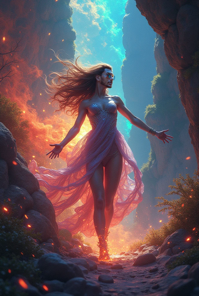 a woman with flowing sheer silk clothes, yelling as she summons a dragon ball, blasted moonscape, highly detailed, 8k, photorealistic, cinematic lighting, dramatic, powerful, energetic, athletic, young female, detailed face and eyes, flowing hair, dramatic pose, powerful energy, dragon ball, blasted moonscape, dramatic sky, glowing energy, cinematic, epic, stunning, masterpiece