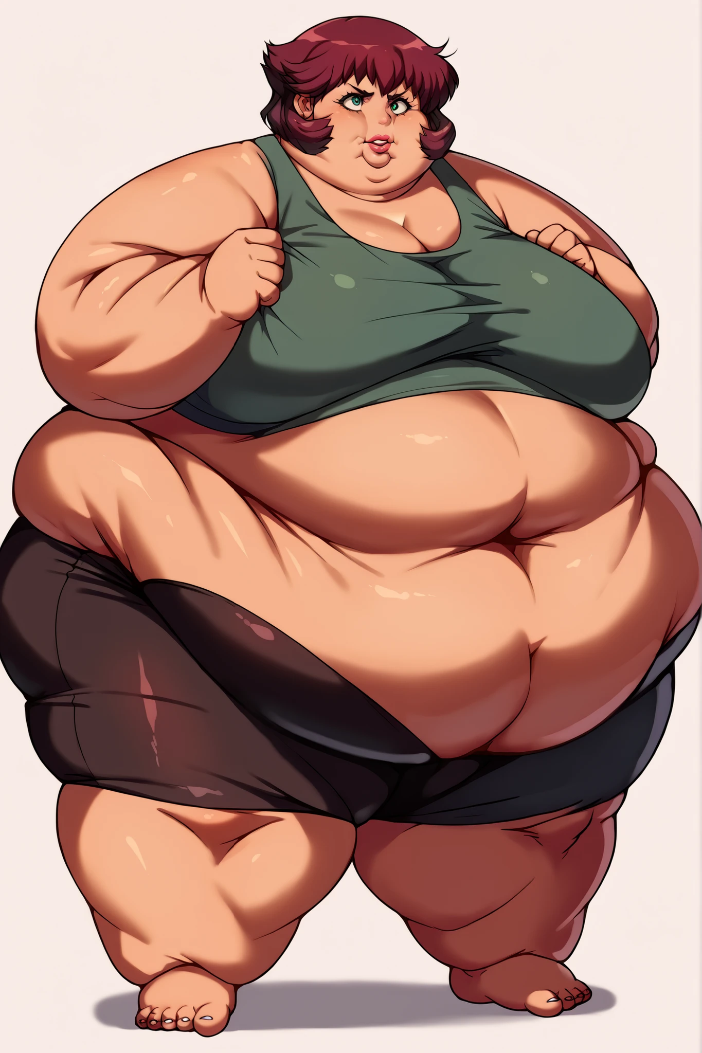 Morbidly Obese African-American Woman,  dark black skin