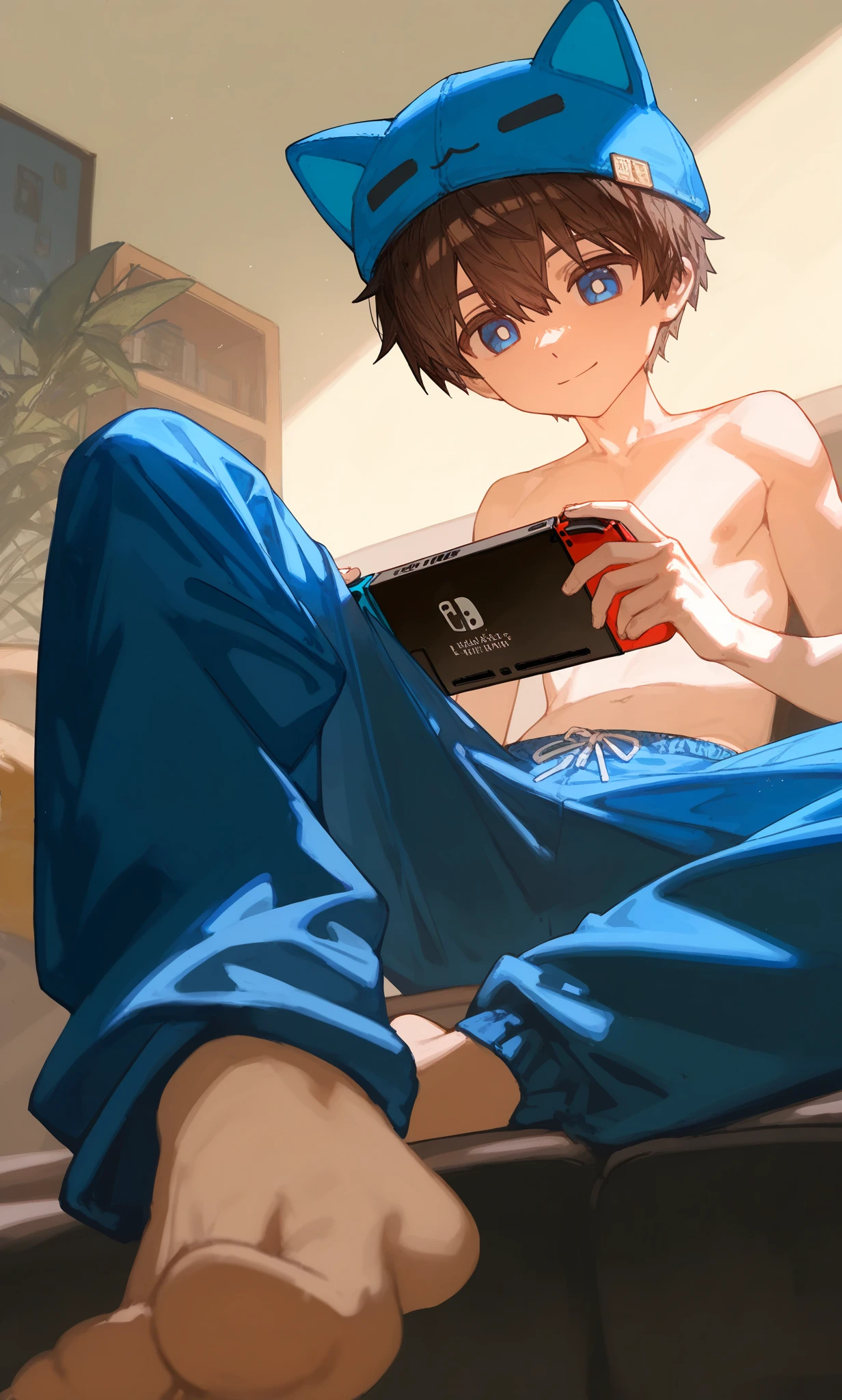 Nsfw、((masterpiece)),((highest quality)),((high detail)),((realistic,))
space、Future space、bath、1boy、high school boy、blue lighting、Video Recorder、Metallic cassette tape、Electric chair Bipibi、My crotch is thick