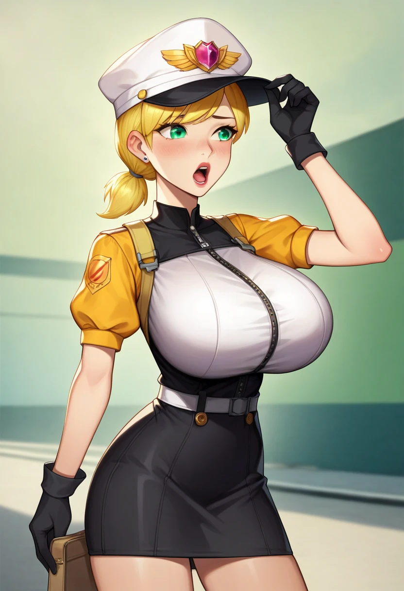 ((View from above:1.4)) sexy ((firefighter:1.6))((firefighter helmet:1.7)) helmet on head, wearing (tight top :1.4)(perfect face), detailed face, (symmetrical eyes), perfect nose, (wears (black) baggy firefighter jacket:1.2), wearing (yellow bottom :1.4) that barely covers the , (gigantic breasts:1.4) (blonde hair combed to side:1.6)analog style posing against a firetruck tavern, (backlit)1.2, (film grain)1.2, cinematic movie still frame, (firefighting atmosphere:1.2) (large lips, bimbo style, thepit, perfect eyebrows)