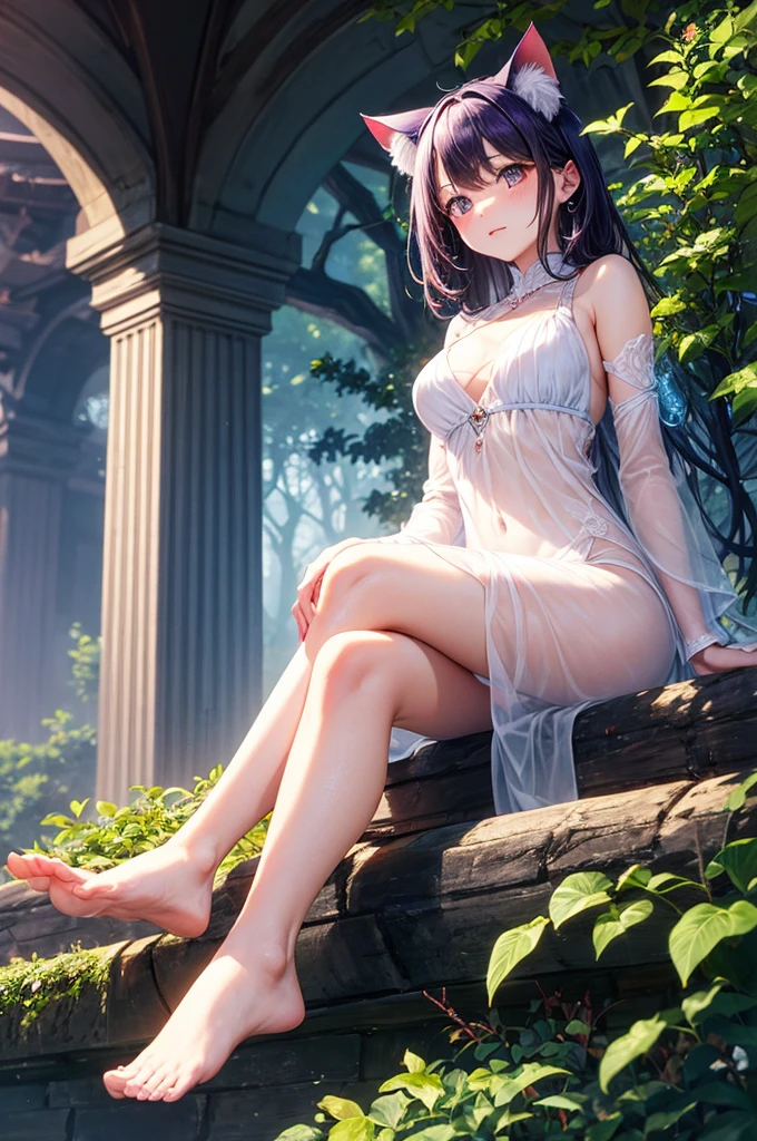 (obra maestra) (La mejor calidad) Una hermosa mujer vestida de blanco con una corona de hojas doradas en la cabeza. She is in a beautiful garden standing in front of the camera with a beautiful smile in a natural pose......... movie quality