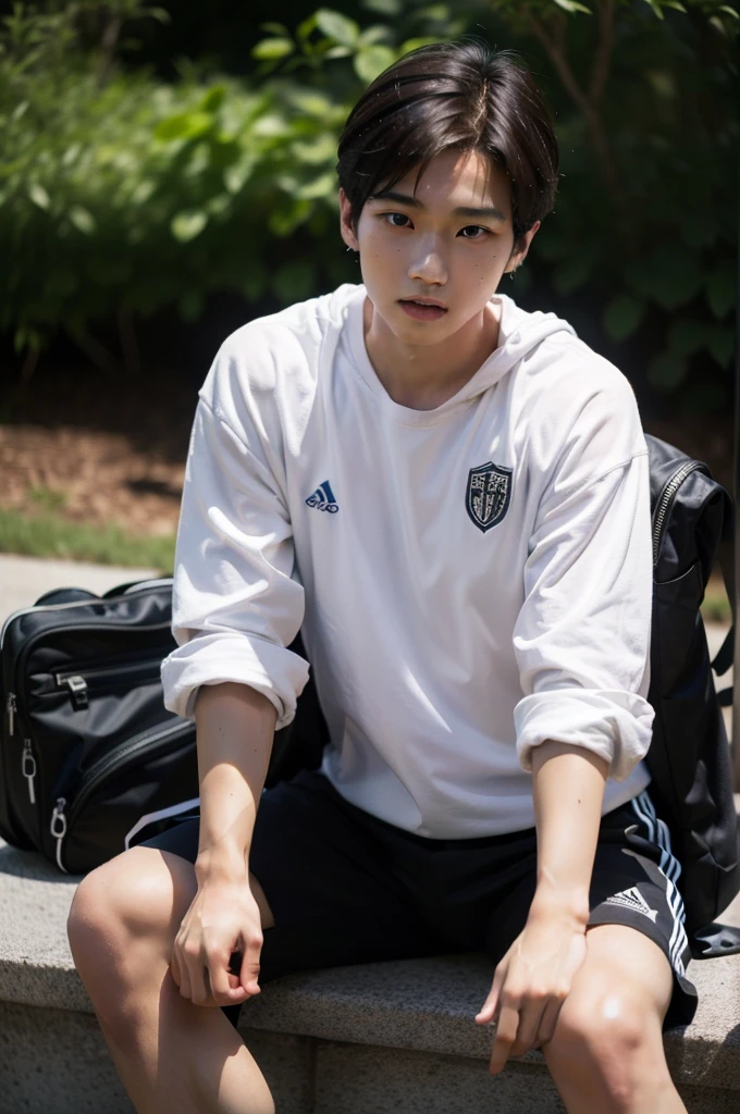 male,Sit open,sports student,white socks