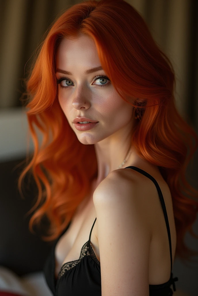 beautiful girl with red hair photo in erotic magazine style