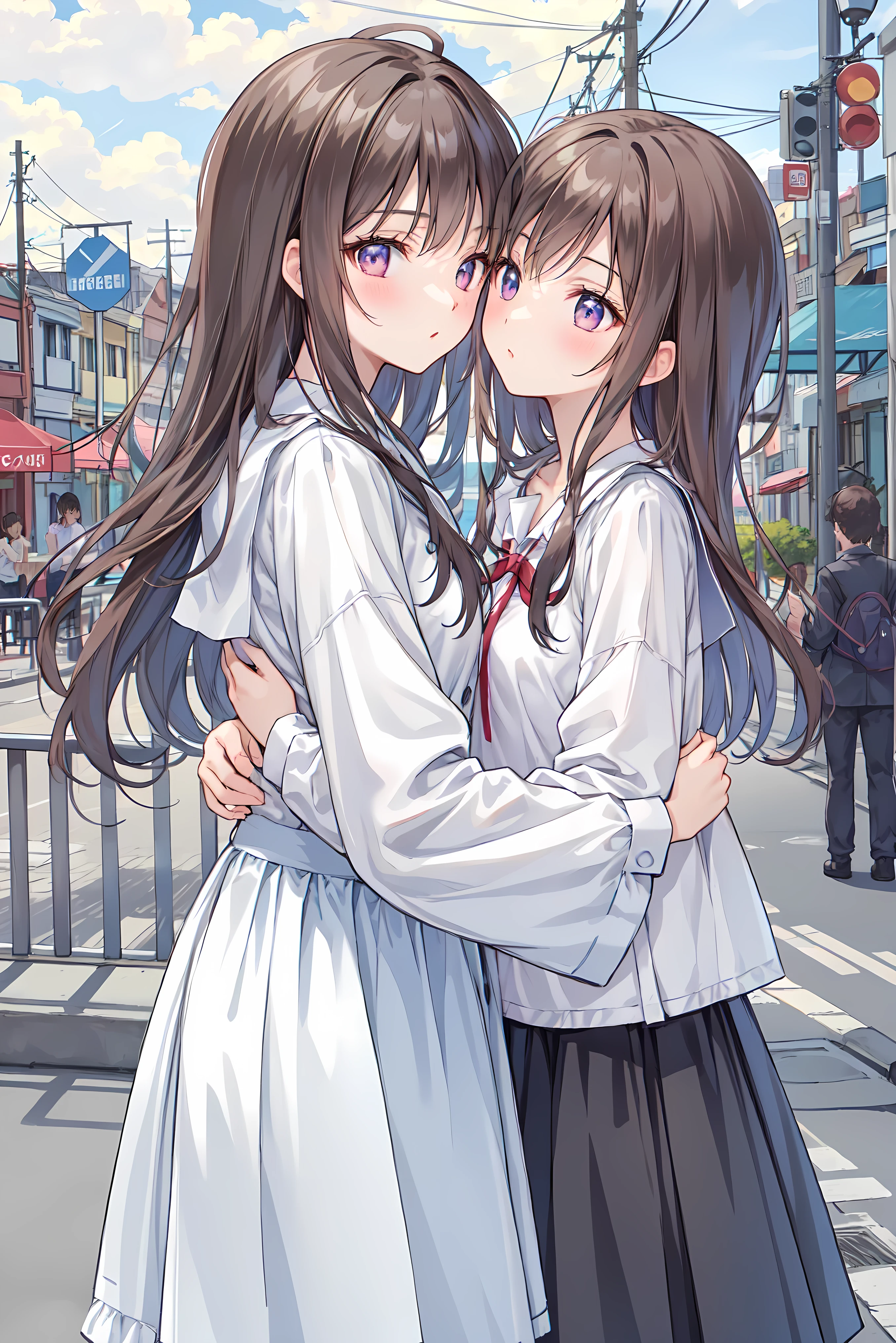 (masterpiece) attention to detail, masterpiece),(HD Images)couple in their 20's, female1名、{{kissu、Romance、 Sparkling atmosphere 、Glossy appearance、 night city ,female( brown medium length hair )close ~ eye、Sweet Sigh、male(Black messy hair、Y shirt, shirt)tightly close your eye、background、The night deepens、 dark, femaleはショックを受けた, maleが壁に向かって彼女に{{To kiss, maleが腰を抱く, And his eye were tightly closed, romantic environment ,((Highest Quality)), (Very Detailed), (HD ImagesCG合成8K壁紙), 高いly detailed, High-definition raw color pictures, professional photography, (((Bokeh))), Drawing Boundary Depth, Bust