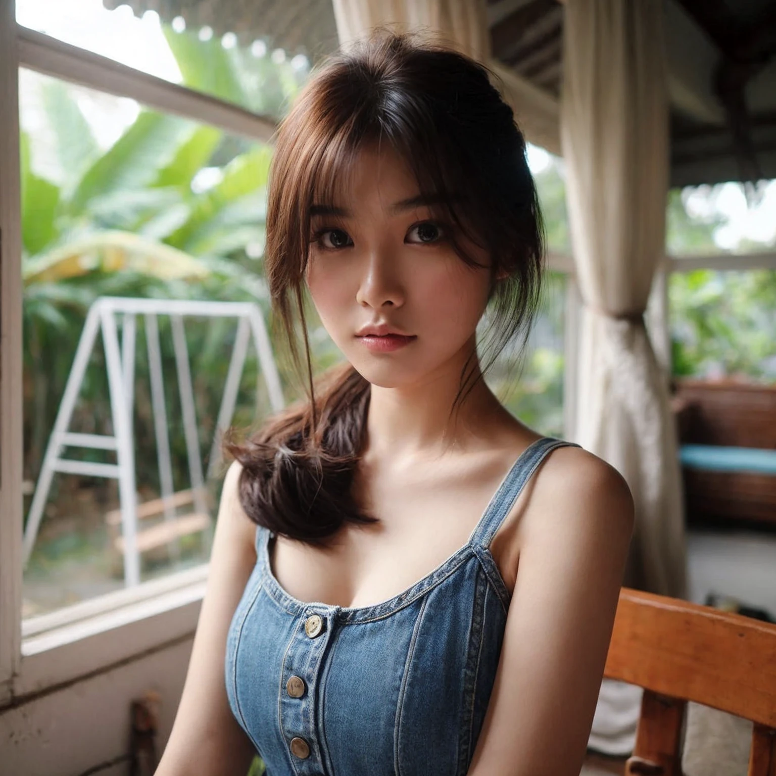 (highest quality、16K high resolution、Super detailed、masterpiece、Live shooting、realistic:1.4、hyper realism:1.4、sharp focus、very delicate and beautiful、 sexy, standing, topless, blue thong, cowboy hat, open denim vest, cute butt、(show your breasts:1.3)、(super beautiful)、(beautiful face:1.5)、(detailed face)、(thin and beautiful eyes)、Perfect round eyes、lip details、(lipstick:1.1)、(eyeliner:1.2)、(mascara)、(eye shadow)、sex appeal、light orange hair、full body shot、At NSFW