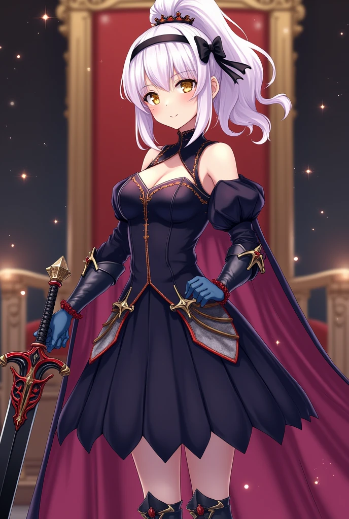 (Best Quality), Dark Fantasy, Big sword, magical little girl, Gothic, Twin-tailed, Realistic, ultra-detailliert, High Definition, Anime, huge tit、huge-breasted