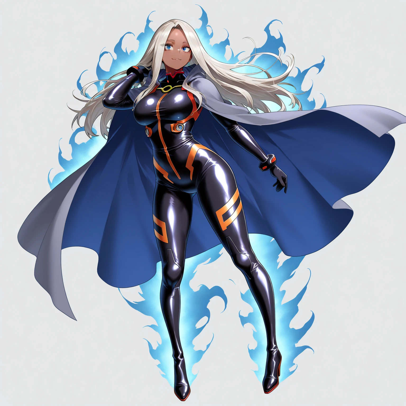 ultra-detailed, Explicit, Beautiful body, Beautiful Nose, Beautiful character design, perfect eyes, perfect face, ultra highres, 4K, beautiful legs, perfect legs, Nice hands, Perfect hand, Masterpiece, Best Quality, Highly detailed, illustration, absurdres, street fighter, doll suit, shadaloo doll, dollsuit, expressionless, blank eyes, looking at viewer, red gloves, emotionless, black latex, corrution, mind control, female combatant, full body, hypnotized, unhappy trance, full body suit, ribbed bodysuit, both arms at side, obey, perfect female body, extremely glossy latex, hypnosis, hypnoLora, empty eyes, Mind control device, poses, submissive_pose, Slave, hat, necktie, stand up straight, standing, standing at attention, hat, necktie, belt, latex, ribbed bodysuit, thighhighs, garter belt, Fighting Stance, extending the right arm from the shoulder into the air with a straightened hand, nazi saluting, military, military saluting, salute, thigh boots, 1girl, Blue skin, long ears, purple eyes, white hair, long hair, towa, dragon ball