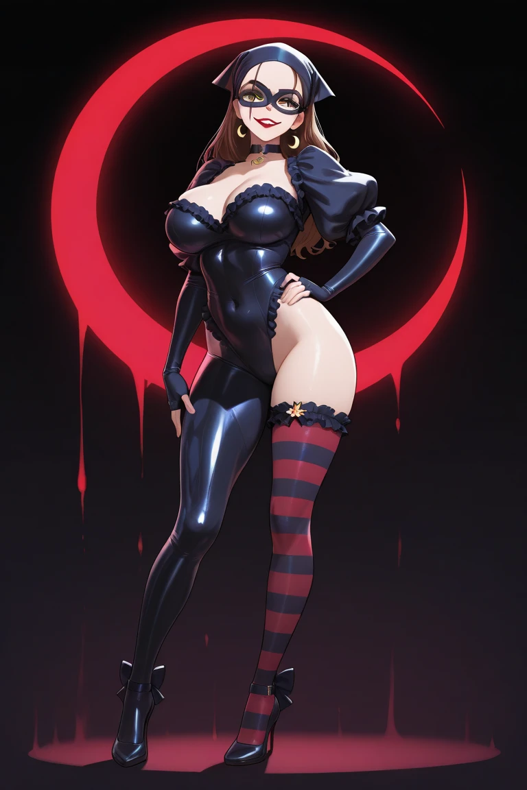nsfw, fishnets, ((solo, solo focus, solo girl,1girl))++,(evil milf dominatrix Marinette Dupain-Cheng Ladybug)+++, low_twintails, red_hair, two tone hair, multicolored_hair, black_hair, solo, short_hair, high_heels, garter_straps, thighhighs, piercing, bare_shoulders, collar, nipple_piercing, red_eyes, thioots, corset, boots, lips, huge_breasts, voluptous, standing, looking_at_viewer, no_panties, gloves, makeup, garter_belt, full_body, lipstick, black_legwear, thighs, thick_thighs, parted_lips, coat, shiny, cleavage, dress, strapless, black_footwear, evil_red_eye, background, large_breasts, areolae, shiny_skin, choker, grey_background, red_lipstick, black_gloves, blush, pubic_hair, detached_sleeves, no_bra, cumdrip, personification, high_heel_boots, black_lipstick, tattoo, elboloves, eyeshadow, bdsm, smoking, bangs, watermark, off_shoulder, strapless_dress, paris background