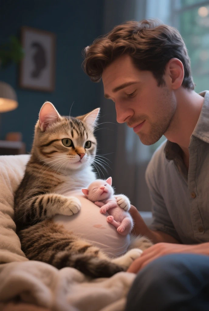 Add a cat next to the