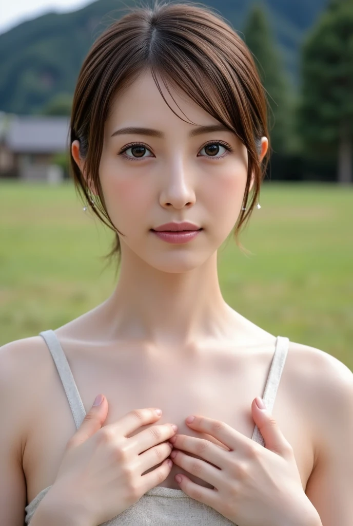 (((Exposing the breasts:1.6))),(((Exposing the breasts:1.6))),(((Exposing the breasts:1.6))),masterpiece, Highest quality, 8K, Absurd, Beautiful medium long bob hair,Woman in her late 20s, That shy expression is cute, (Sensual Style),((Seven episodes were filmed.......:1.4)), (Completely naked:1.5), No makeup, The near road and the far road, Written boundary depth, Surreal, High resolution, photograph, Sharp focus, Face lamp, Dynamic Lighting, highest detailed, ,Extreme detaileds、Super detaileded、detailed、Real Skin、elegant features、Positive and optimistic、(The background is a colorful flower field)