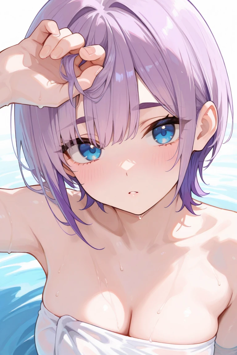 pieces fly、masterpiece、highest quality、Super detailed、High resolution、High resolution、8K portrait、Unity 8k壁紙のHigh resolutionCG、unity 8k wallpaper、cute:1.5、slender body:1.5、Highly detailed CG unity 8k wallpaper、realistic、real person、cute、 portrait photography、shiny skin、High resolution、pink hair short hair、(16 years old:1.2)、(1 girl)、(school poolside:1.6)、perfect face, seriously, (blush:1.5),(midium breasts:0.8),(nude:1.5),((Orgasm in the vagina:1.5)),((crossed arms:1.3))