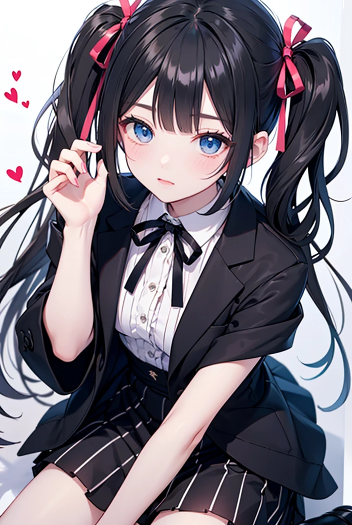 anime girl with thick black outliner, smiling, high socks, skirt