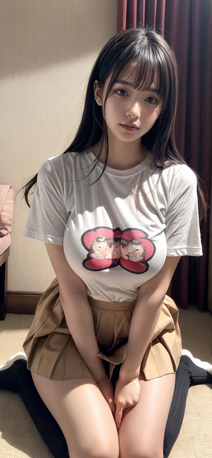 

8K resolution, Surreal, Very detailed, high quality,Perfect Anatomy, (girl: 1.1), girl1名, Beautiful Japanese Women,18-year-old, Shinwes, Detailed face, Long Hair, (Huge breasts),(Wide Hips),, (Camel Toe), cute, Japanese idol faces, smile,T-Shirts,(short hair),mini skirt,lotion,(Blowjob),On all fours,(Nipples visible through clothing),(Pleasant face)