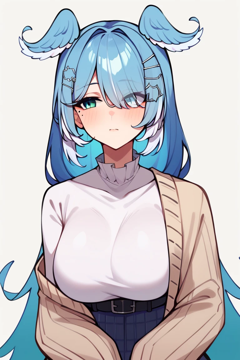 Make a woman with big anime breasts 