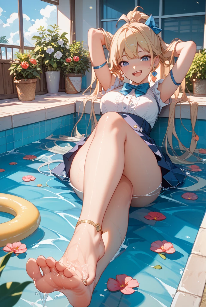 ((masterpiece, best quality)), high resolution,ultra detailed, detailed background, perfect lighting,detailed beautiful eyes,perfect pussy,1girl,nsfw,embarrassed,blush,look at viewer,steam,sweat,show off pussy,in heat,(face focus),(from above:1.1), (pov:1.4),(front view:1.2),(drool,saliva,tongue out,show open mouth),fisheye lens,1boy,1penis,(vaginal,sex:1.3),show off breast,boy on top,face to face,hetero,happy smile,open arms for viewer,pussy juice,evening, school swimsuit,poolside,blond hair,green eyes,cat eyes,kirara,cat ear,swimsuit lift show off pussy,