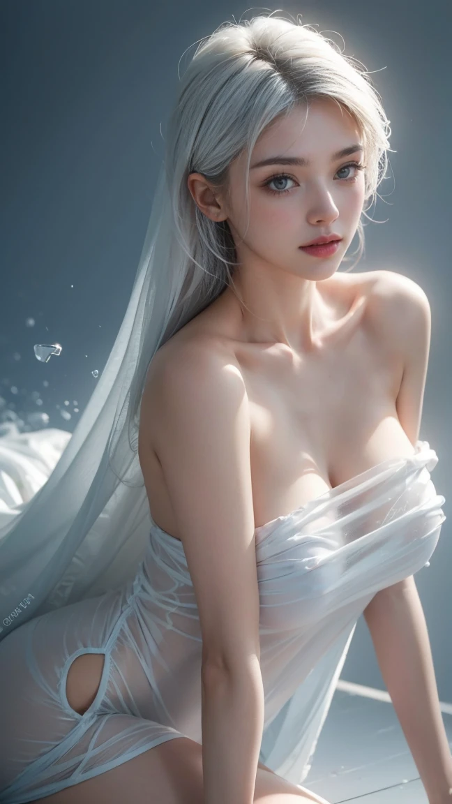 best quality), (masterpiece), (high resolution), The original, Extremely detailed 8K wallpapers, (An extremely delicate one), best quality, masterpiece, (((disgusted and unhappy expression))), (((disgust face, Unhappy face))), (((white hair))), Angry frowns, 超high resolution, (lifelike:1.4), original photo, street photography, photo of a young asian girl, she touches her breasts, Sexy, Sexy body, wet, (Transparent fabric:1.35), (loose:1.5), White lace bandeau dress, (((huge)Sagging breasts)), (Naked of breast), (((of nipples))), ((Areola)), (Korean(kpop idol)), ((puffy eyes(pink eyes))), deep shadow, low profile, cold light, Deep contrast, Bokeh, depth of field, below angle, low angle, (looking at the audience, smile softly), Photos inside the bedroom, There are a lot of bubbles around her, ((Upper body)), ((direct photo)), exposure blending, medium shot, Bokeh, (human development report:1.4), high contrast, (Normal, teal and orange:0.85), (pastel colors, soothing tone:1.3), low saturation, (Super detailed:1.2), (national foundation:1.1),