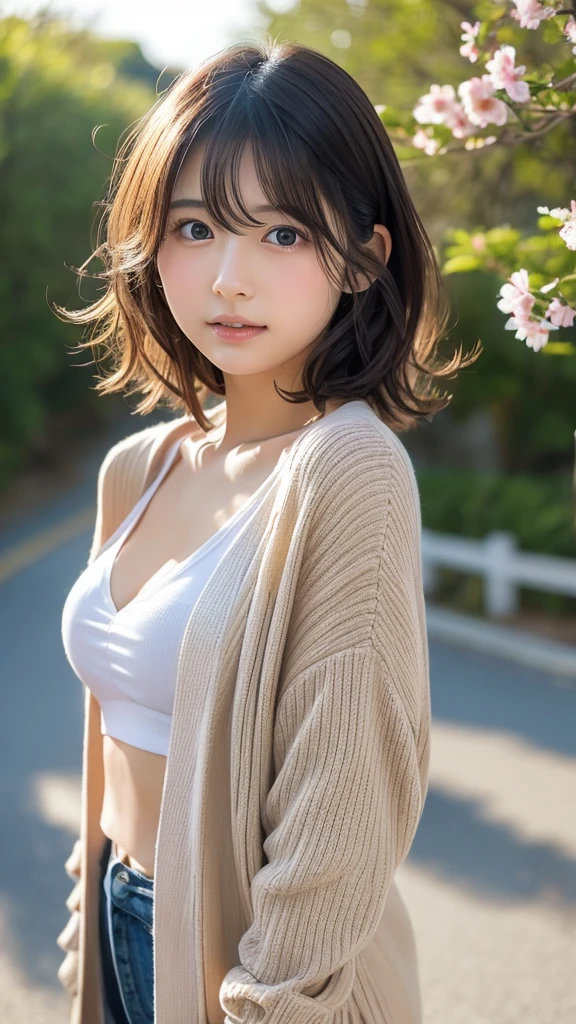 1 Japanese female, 18-year-old, High resolution, sight, Shortcuts, Brown Hair, Please open your mouth a little, teeth, Anatomically correct, Soft Light, reality, Very detailed,
Wide neck sweatshirt, I can see my collarbone and chest、Areola is slightly visible。Very good、superior_View_perspective, (Flat Chest:1.4)