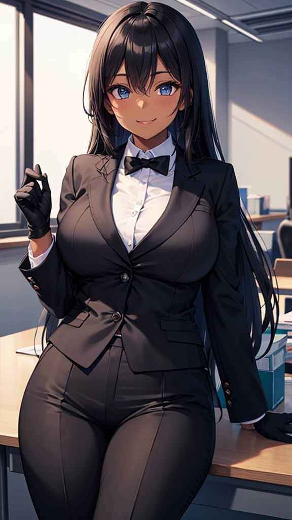 (((Accentuate your cleavage)))、Uniform Blazer、Beautiful beauty、Long golden hair、((whole body))、(((Photo taken from below)))、school gate、Big Breastini skirt、Panties are black lace、Japanese、tall、Long limbs、Twin tail hairstyle、Black gal(Dark Skin:1.2)