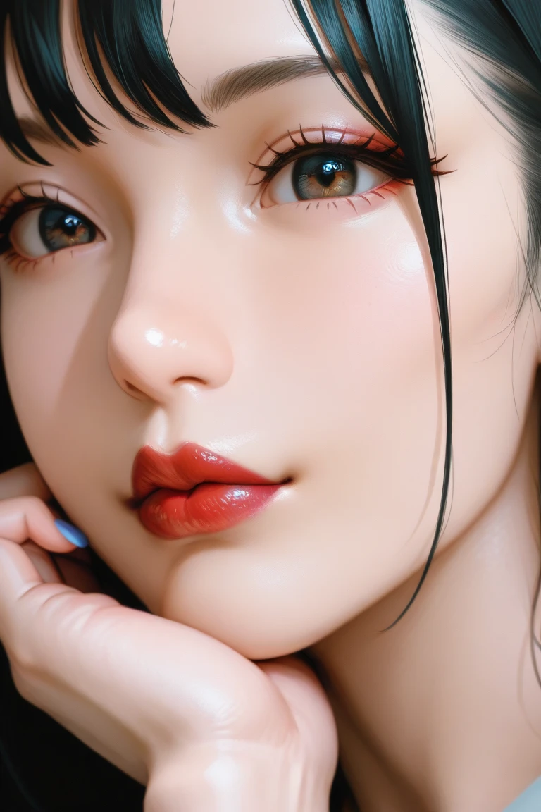 centrada, visual chave, intrincado, altamente detalhado, breathtaking beauty, lineart preciso, vibrante, Comprehensive cinematic, Carne Griffiths, Conrad Roset, (o retrato mais bonito do mundo:1.5), rosto detalhado, olhos detalhados, detailed red lips, extremamente sexy