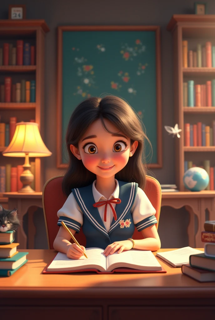 (Atmospheric elements,clouds,schoolgirls,quadratic element,Slightly fat,3d)The mascot