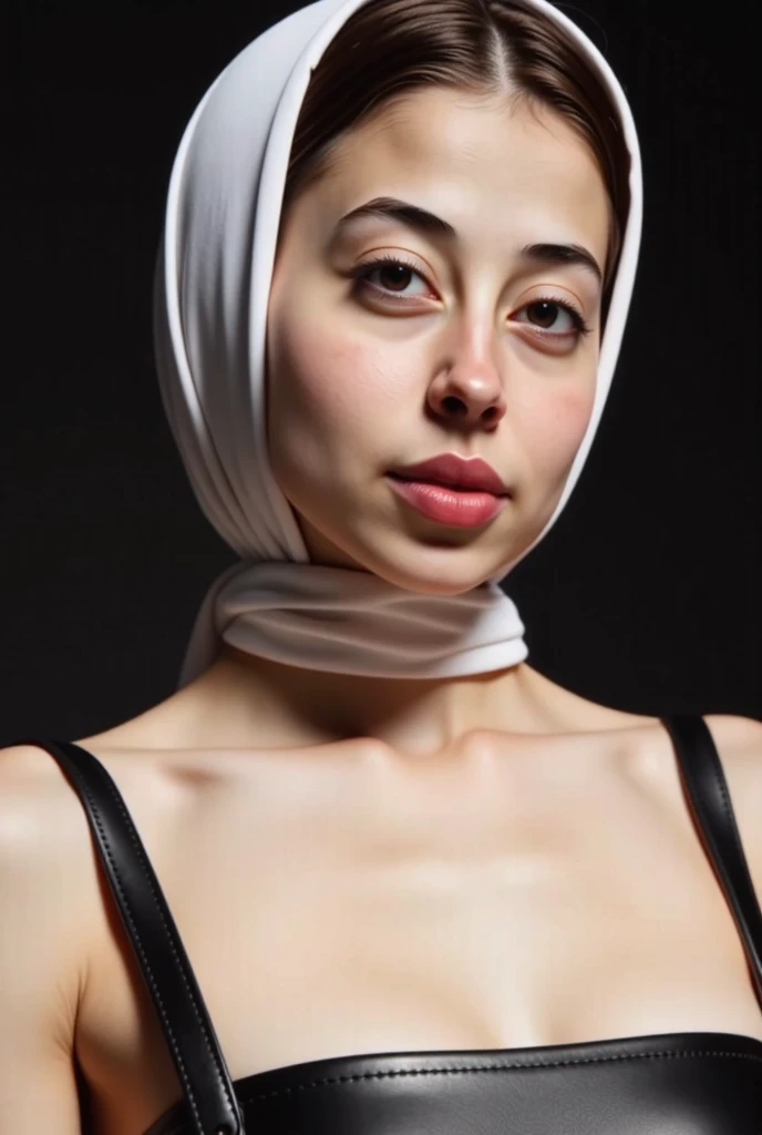 ((TINY THIN :1.6)), ((SAD FACE EXPRESSION :1.4)), ((ULTRA RESOLUTION)), ((UHD)), ((8K)), ((((HALF BODY PORTRAIT)))), ((HIJAB G-STRING & THONG)) ((NAKED WHITE)), (DARK BACKGROUND), (DETAILED NIPPLES :1.4), view from side seductive pose