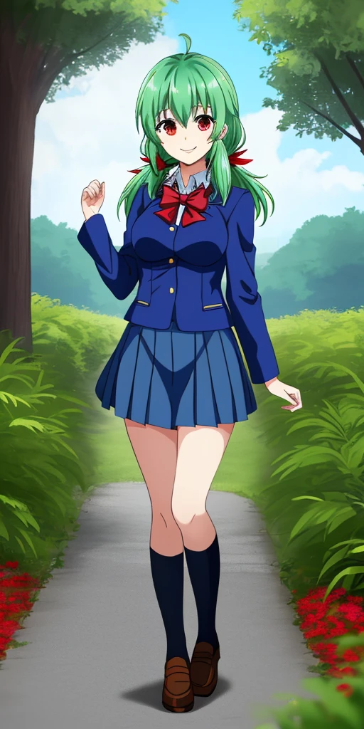 ((masterpiece)),((highest quality)),super detailed,enlightenment,explicit,beautiful body,beautiful Nose,beautiful character design,perfect eyes,perfect face,wallpaper,ultra high resolution,4K,photograph,(beautiful,normal breasts:1.2),(beautiful顔:1.2),cinematic lighting,soft light,beautiful feet,perfect legs,shiny skin,NSFW,official style,official art,make a screen cap,anime coloring book,ruka,1 girl,alone,long hair,white panties,wood,bag,necklace,jewelry,green hair,casual,handbag,put your hand on your waist,white panties,fashion,outdoor,brown eyes,bra,Are standing,whole body,belt,Female college student,young woman,heavy panting、big climax、intense orgasm、abnormal red face、both eyes closed。Half-open lips、Blazer uniform with large open chest、