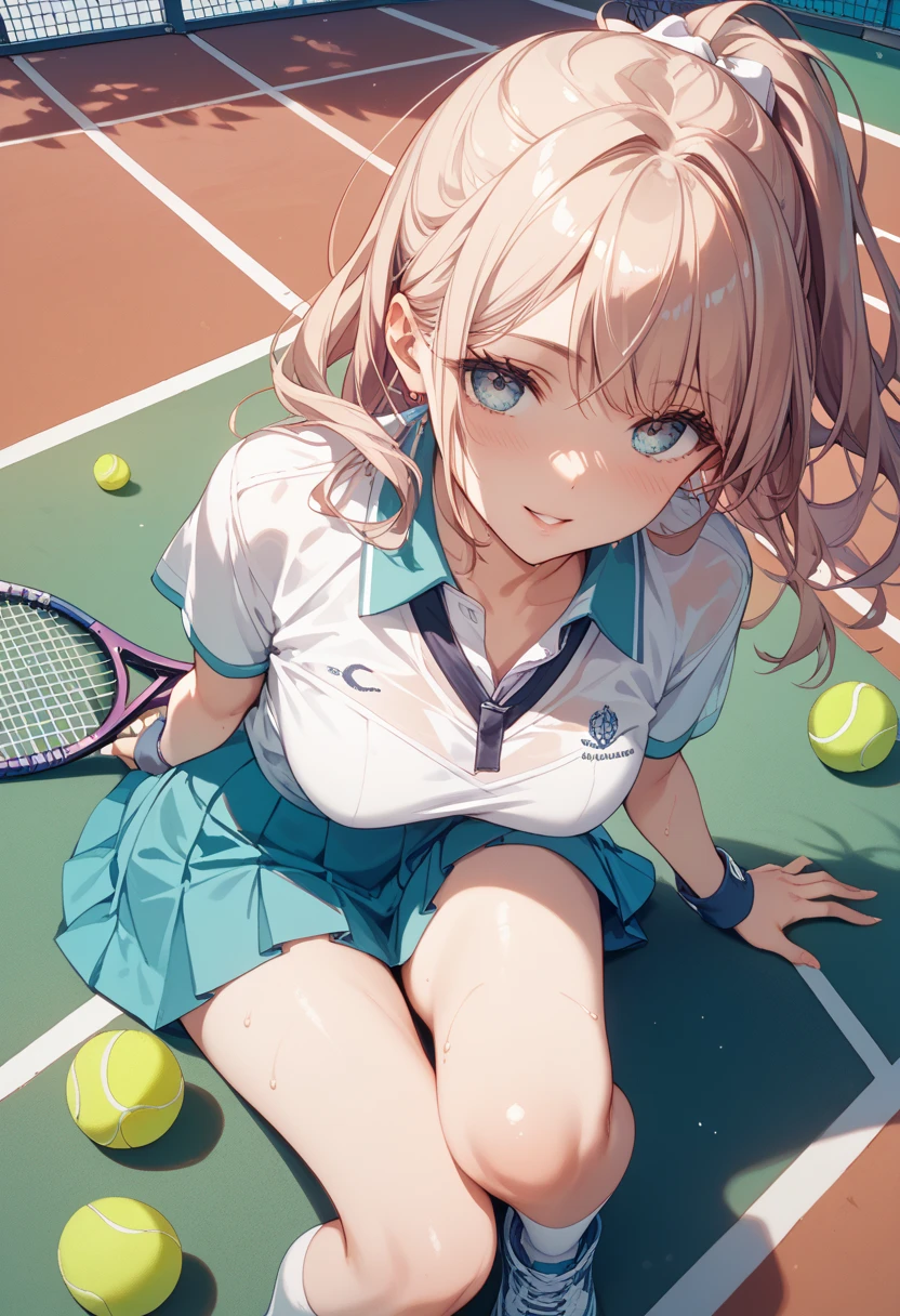 1girl ,((Shiina Mahiru,mahiru shiina)), (Long Hair,Straight Hair,bangs),happy smile, smile, Open your mouth,((nsfw,full,White tennis wear,White shirt,White mini skirt,Panty shot,White panties,)),Real Summer,Daytime,sunny,My hair is blowing in the wind,whole bodyがイラストに入るように,Slender body,
break outdoors, School,Tennis court,
break looking at viewer,Beautiful breasts,Wide opening,Medium chest,whole body,((Panty shot,sit,Pull up your skirt,Angle from below))
break (masterpiece:1.2), Highest quality, High resolution, unity 8k wallpaper, (shape:0.8), (Beautiful details:1.6), Highly detailed face, Perfect lighting, Extremely detailed CG, (Perfect hands, Perfect Anatomy),