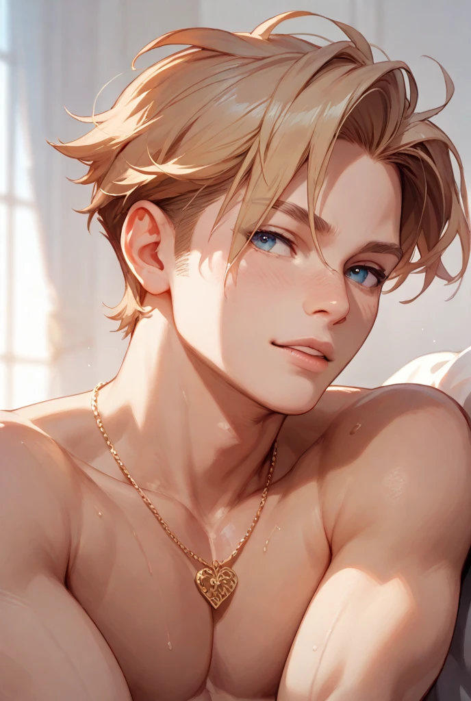 1boy,11 only、(Man's :2),(bobhair:1.5)、a blond、Upper body naked、Are sleeping、starrysky、sand beach、hightquality、masutepiece,8K,