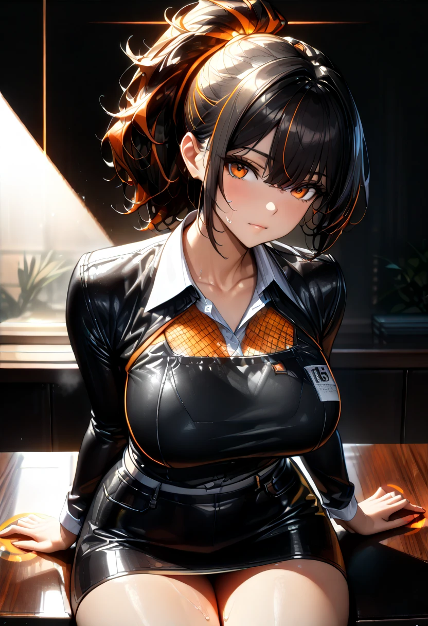 (masterpiece:1.4),(best quality:1.4), soft lighting, cinematic bloom, beautiful face, beautiful eyes, cowboy shot,
Annerose, 1girl, solo, female mature, black hair, long hair, (yellow eyes:1.4), large breasts, jumpsuit leather, skin tight, hair intakes, covered breasts, sideboob, exquisite eyes detail, exquisite character design unity details 8k hdr, professional art, landscape, (solo:1.5, cowboy shot:1.5), bedroom, sexy body, milf, 35 years old girl, big thighs, sexy waist