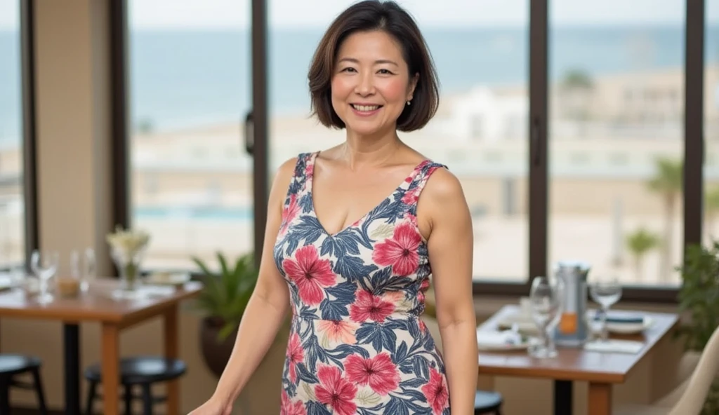 （（An unbeatable masterpiece，The best quality at its best）），gang ，Ordinary mature woman，，30-year-old woman，40 years old，In front of the beach，Huge breasts，Cheerfulness