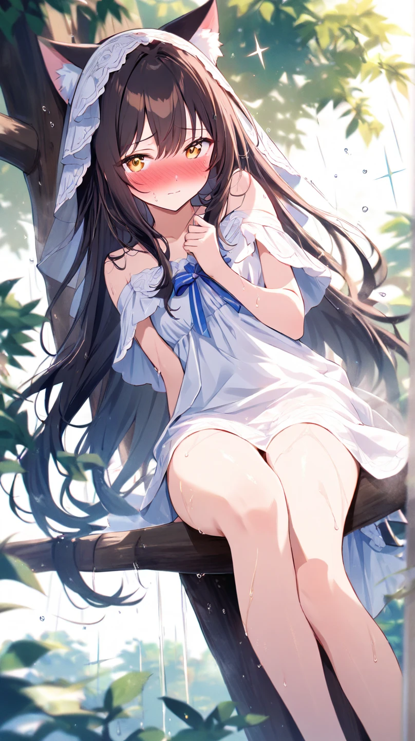 nsfw,suzune horikita, (Red eyes:1.3),Grassland,cowboy shot,(sleep),((overhead shot)),Medium chest,Arms above head,Hair Ribbon,Upper body naked,White panties,((sweaty,Pussy line,wet))