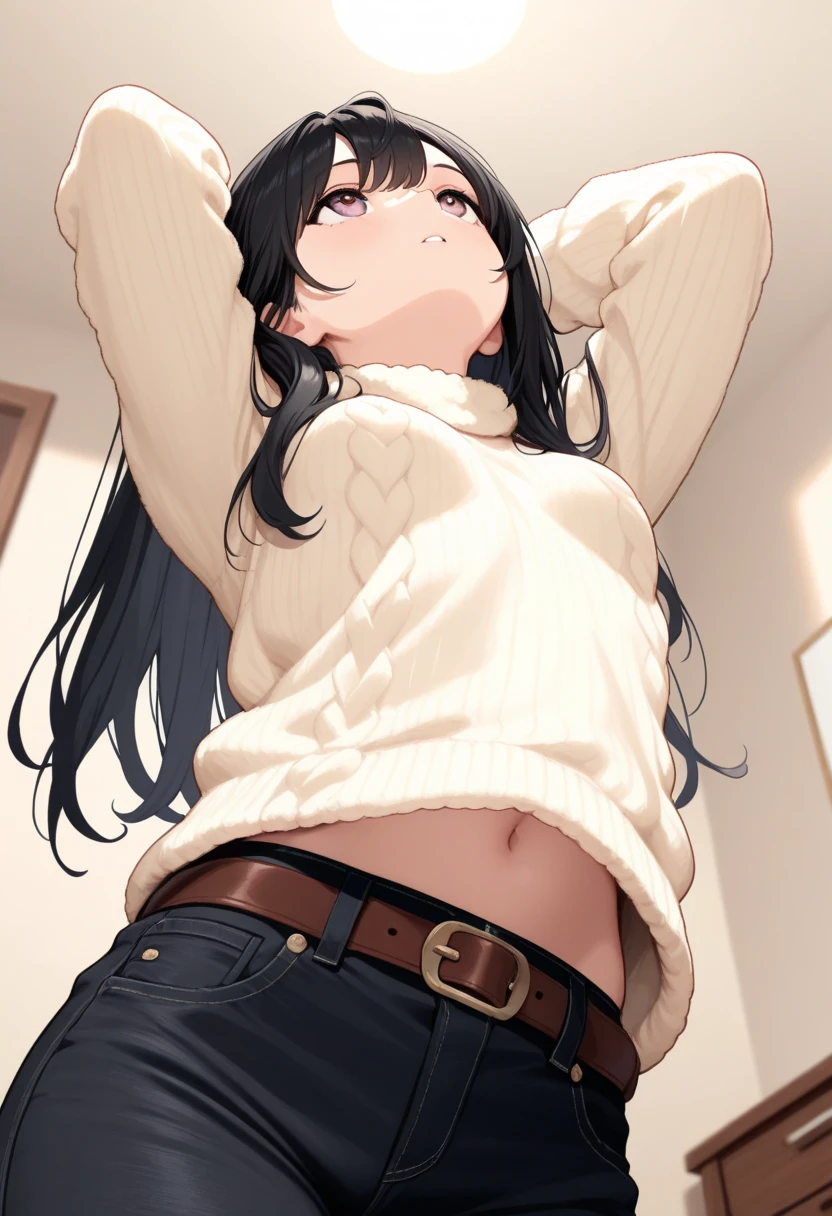 Masterpiece、Highest quality、highest quality、(((Lori)))、 ((((Petite)))))、Shiny hair quality、Small face、Sitting、Super detailed, beautiful, wide eyes、Ultra-detailed, clear and beautiful faces、(cute illustration:1.2), High-resolution, ultra-detailed, best quality, embarrassed 、(Cute white underwear)、Thighs