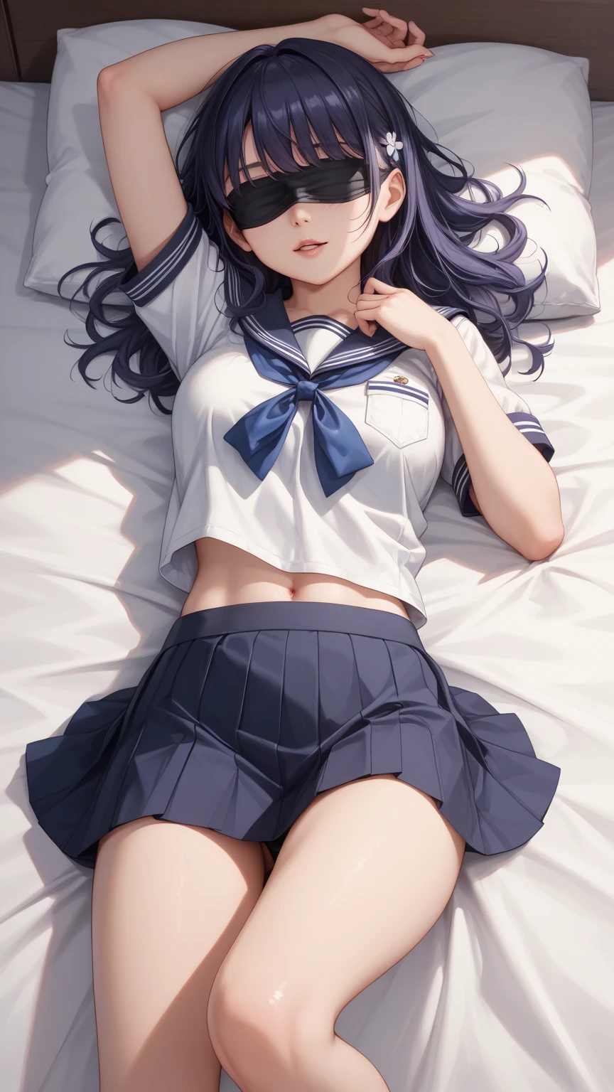  (masterpiece: 1.3), (Maximum resolution: 1.2), (Ultra High Definition TV: 1.2), Cinematic Light, 8k resolution, Detailed facial features , (Sharp focus: 1.2）, (Focus on the face:1.2),Perfect Style, Beautiful Face, Acura, Anatomically correct, Two Arms,Two legs、 Highly detailed face and skin texture, Delicate and beautiful eyes, Glitter Eyeliner: 1. Natural Cheeks, Glowing Skin, Glossy Lips、 Perfect Style、Delicate depiction of hair、The whole body gets wet、Wet underwear、Cleavage、Soft Breasts、（Sperm in the breasts:1.4）（Sperm on thighs:1.4）、 blush、Glaring expression、A humiliating look、Anxious expression、A look of humiliation、Embarrassed look、anger、sorrow、tears、Open your knees、Spread your legs、White bra、Disheveled clothes、White panties、sweating、Sailor Mercury、  (1 girl), blue eyes, Blue Hair,short hair, Professional Lighting, (Glowing Skin: 1.2), Shiny big, ((Highest quality)), Sharp focus: 1.2, Highly detailed face and skin texture, Detailed eyes, Perfect Face, Perfect body, Blur Art, CG, Big Background , in front (20-year-old, 成熟したクールでBeautiful Face), wear (Sailor Mercuryの衣装:1.5),Blue tight sailor suit on a white background、Blue ultra-mini skirt、Abandoned house、On the bed、(On my back, 、Lying on your back、ベッドにLying down, ベッドにLying downいる, Lying down, White sheets:1.6)、head band、
