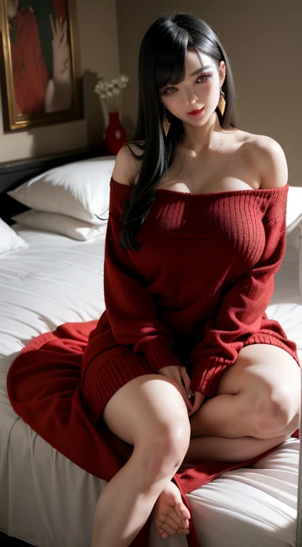 (nsfw:1.3),(dark red blouse,black skirt:1.2),(having sex pov,vaginal penis:1.53),(,lying on bed and spreading legs,missionary position),(thick arms:1.2),(from above:1.1),(pubic hair,wetty pussy:1.1),head on pillow,sweaty,single mole on cheek,black hair,voluminous hair,unkempt hair,plump body,tall woman, (blushed and happy:1.2),open mouth,27 years old,(fair skin:1.3),(cute eyes,tareme),plump oval face,light makeup,(excessive cum,cum in pussy,creampie,bukkake),