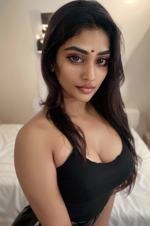 Indian busty gorgeously prettiest busty lady(face looking like Indian actress, deep cleavage,) wearing saree() cleaning floor by hands . Full photo.