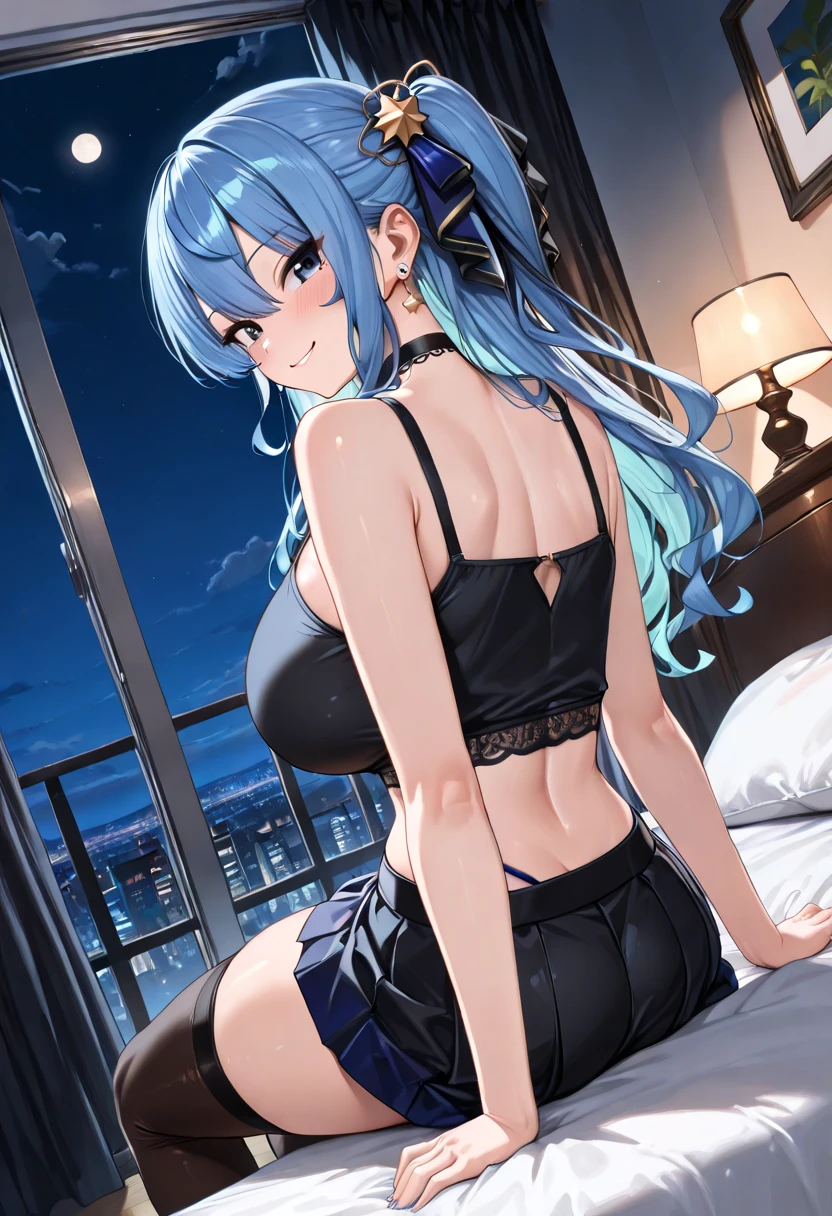 ((masterpiece)), Highest quality, Very detailed,(One Girl), Frolaytia Capistrano、 Long Hair,Beautiful background ,Completely naked, chest, Bent body,Lie in, Look to the side, Worried face, Female genitals in full view, Drunk look, Hot body、Sweaty、 Browsing Caution、Verbal invitation、In the heat、bow, animal ears, cleavage, bare shoulders, pantyhose, bowtie, midnight blue footwear, rabbit ears, high heels, leotard, midnight blue pantyhose, strapless, midnight blue bow, detached collar, fake animal ears, playboy bunny, midnight blue leotard, strapless leotard, thighband pantyhose, midnight blue bowtie,