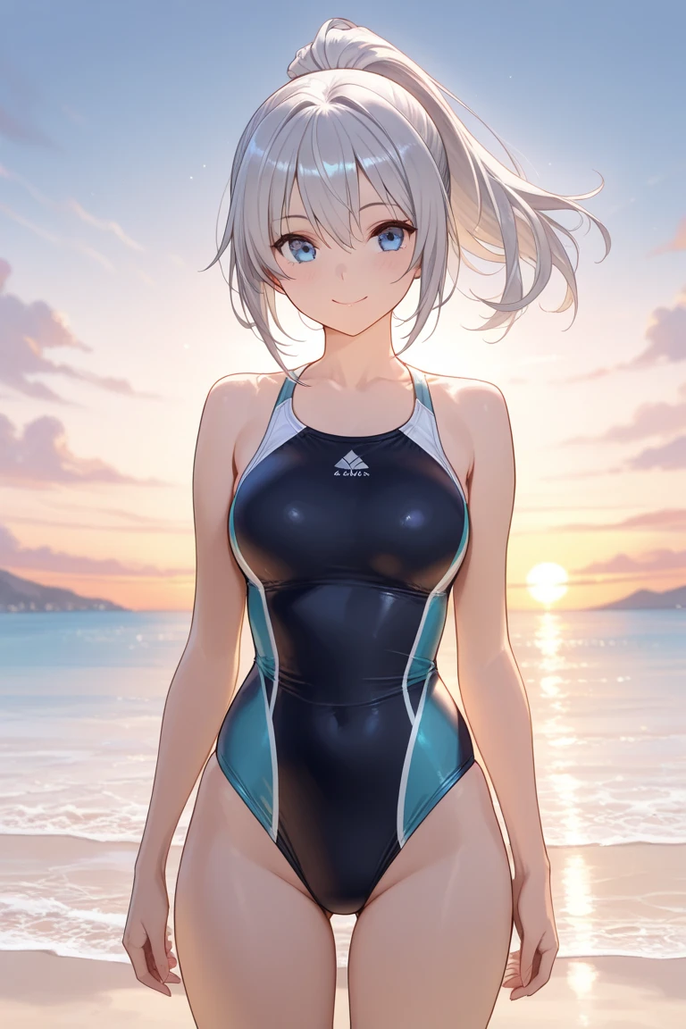 competition swimsuit、Youmu、barefoot、smile