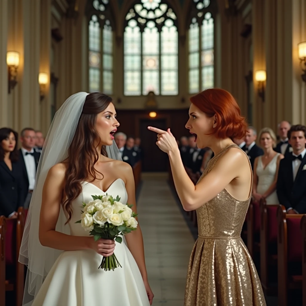 Women fight for wedding bouquet at reception, ladies sprawl on floor as others watch on at the scene and the mighty victor, 8k resolution, photorealism, hyperdetailed, looks of surprise, shock and happiness on many of the quests faces,