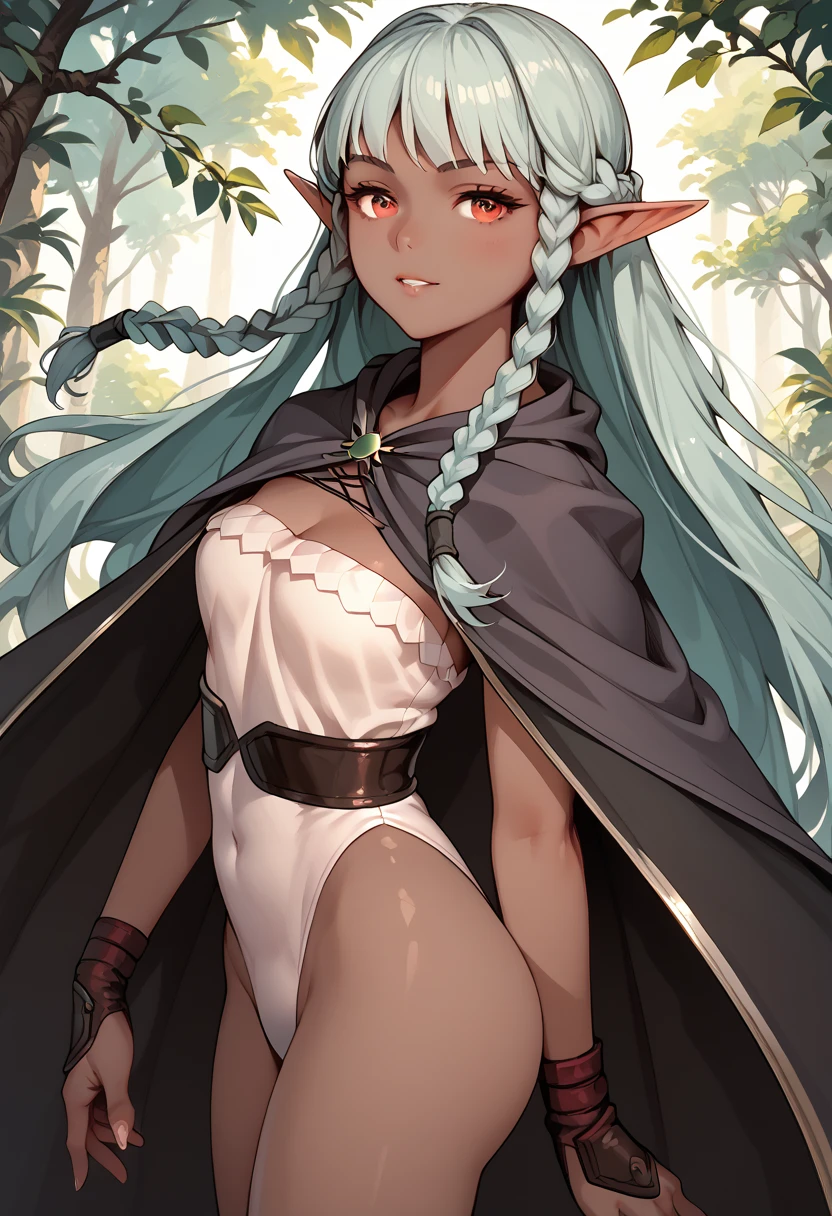 alleyne, alleyne, long hair, blue eyes, blonde hair, braid, pointy ears, elf, side braid,
BREAK gloves, hat, elbow gloves, cape, beret, navel, midriff,
BREAK looking at viewer, full body,
BREAK outdoors, nature,
BREAK (masterpiece:1.2), best quality, high resolution, unity 8k wallpaper, (illustration:0.8), (beautiful detailed eyes:1.6), extremely detailed face, perfect lighting, extremely detailed CG, (perfect hands, perfect anatomy),