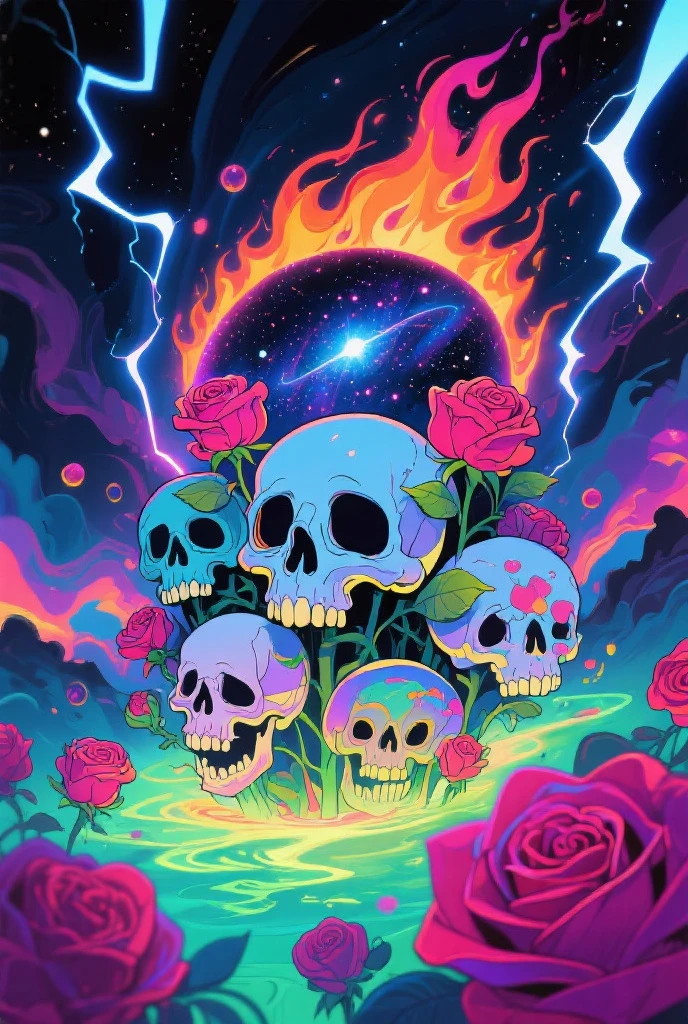 By (dan mumford: 1.4)A detailed illustration of a Dead Skull, T-shirt design, flower splash, T-shirt design, Studio Ghibli style, pastel tetradic colors, beautiful and quirky, fantasy art, watercolor effect, bokeh, Adobe Illustrator, hand drawn, digital painting, low-poly, soft lighting, panoramic view, retro aesthetic, character-focused, 4K resolution