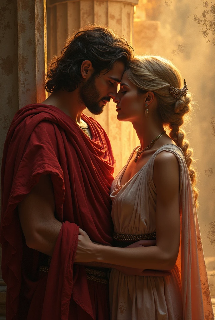 Hot open big hips white dress sexy girl lip kissing with Marcus Aurelius