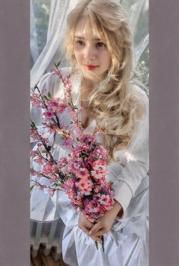 Women with flowers in her hair and a wreath, floeers in hair, flower storm portrait, woman in flowers, flowers in hair, flowers in hair blonde , background sky, flower goddess, cute portrait photo, girl with a flower head, perky woman made of petals, female portrait with flowers, front girl in a field of flowers