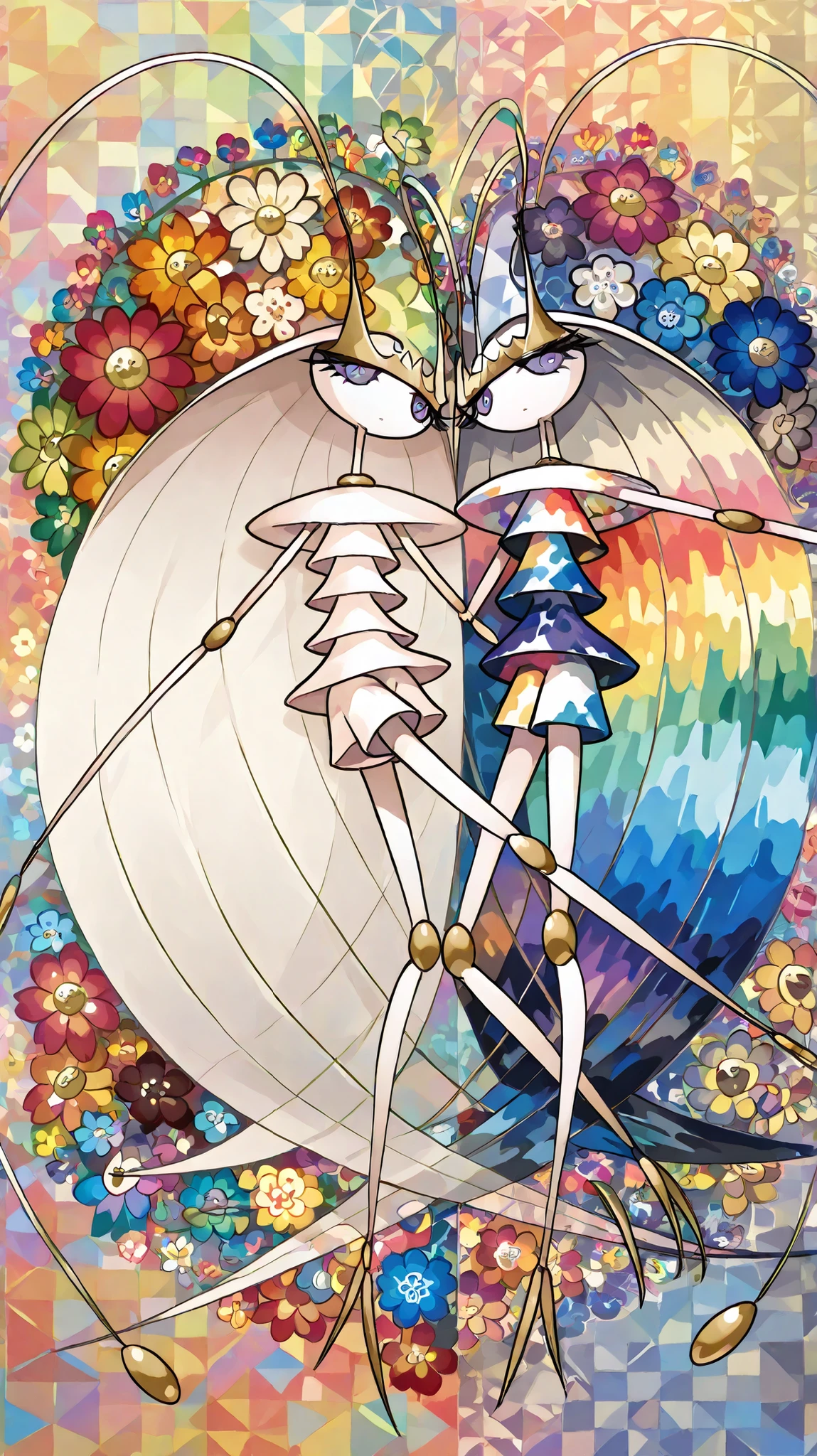 (in style of Takashi Murakami:1.0), (takashi murakami’s flowers:1.1),
beatiful face, feet,best quality,tonemapping, sharp focus, hyper detailed,(pheromosa),best quality,beautiful,pokemon,(2 fingers),(Clear eyes),solo,detaileds,8K,(slender:1.3),wallpaper,jumping kick,(Colorful flowers background:1.4), (pheromosa:1.0), intricate digital painting, highly intricate and colorful, dark but detailed digital art, Highly detailed symmetry, detailed digital artwork, Symmetrical intricate details, plethora of colors,colorful intricate masterpiece,Sticker style,flower painted body, (cel anime:1.3)