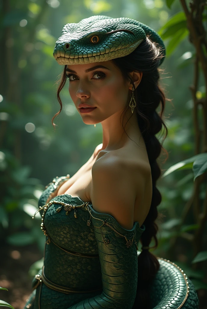 Painting of a woman in a skirt floating in water, Women’s eyes are big and smart，Exquisite facial features，charming figure，blend into your surroundings，Digital art inspired by Gaston Bussier, CG social trends, fantasy art, Beautiful and gorgeous digital art, Beautiful art ultra hd 4k, beautiful fantasy painting, beautiful painting, beautiful fantasy art, beautiful digital art, Gaston Bussière (Gaston Bussier) and atjem, very beautiful fantasy art，Add a close-up of a character’s face，Pose close-up